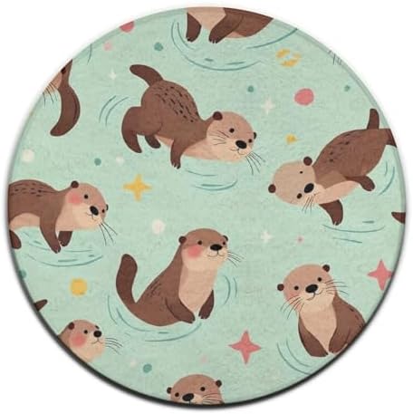 Fashion Round Area Rug Large Non Slip Carpet Unisex Home Decor Mat Sea Otters