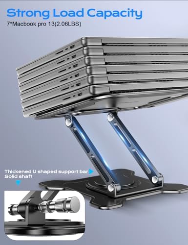 JCZT 360° Rotating Laptop Stand for Desk, Metal Foldable Laptop Riser,Black