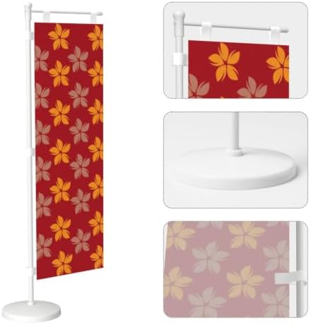 Burgundy Yellow and Grey Floral Deluxe Desk Flag Set, 12 x 4 Inch Miniature Table Flag with 14" Pole & Stand Base