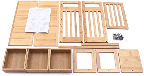 Bamboo Desk Book Shelf,Desktop Bookshelf Storage Rack Tabletop Standing Organizer Bookshelf with 3 Drawers,Freestanding Desk Bookcase for Home Dormitory Offices (Natural)