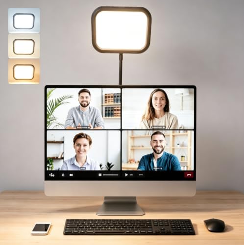 Eye-Caring Desk Lamp for Video Calls, Suction Mount Monitor Light Bendable