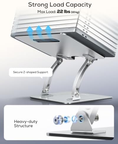Nulaxy Ergonomic Adjustable Laptop Stand for Desk, Dual Foldable Computer Riser with Advanced Heat-Vent, Heavy-Duty Portable Notebook Holder for Posture Correction, Compatible with Mac 10-16" Laptops