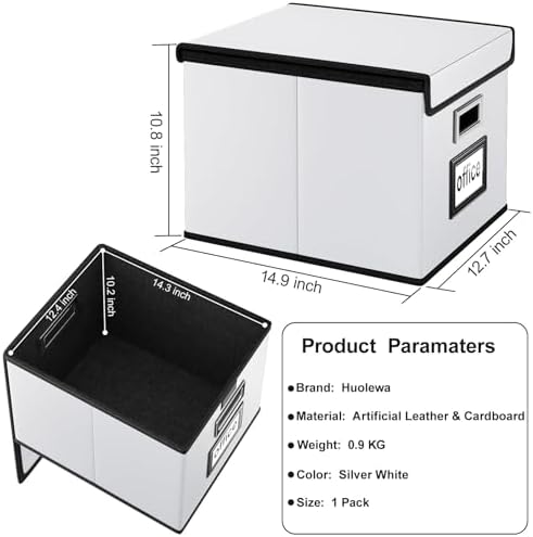 File Organizer Box with Lids, Collapsible File Folder Organizer