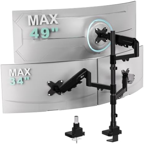 WALI Stacked Triple Monitor Mount for 49" UItrawides and Dual 34" Monitors