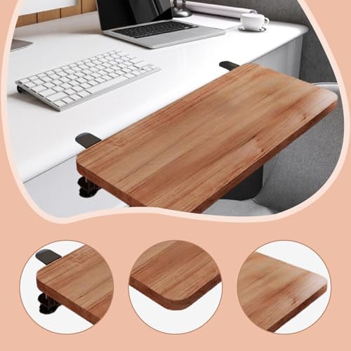 Desk Extension Shelf Board Keyboard Tray Ergonomic for Home Office, Practical Supplies for Computer Table Arm Rest Expansion- Walnut Color