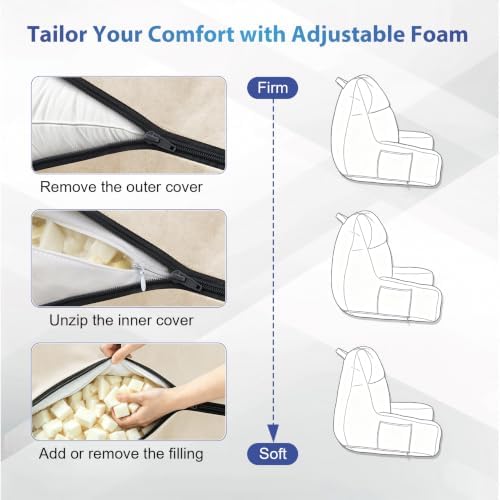 IPYNBAP Back Pillow for Bed Sitting up, Reading Pillow, 24 Inch, Beige