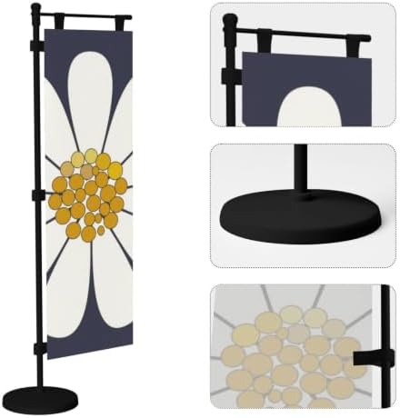 Daisy-White Floral Design Deluxe Desk Flag Set, 12 x 4 Inch Miniature Table Flag with 14" Pole & Stand Base