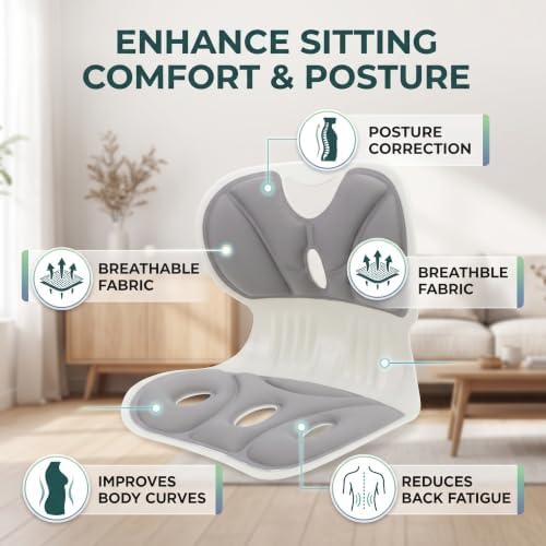 Lumbar Support Posture Corrector Chair for Adults,Back and Lumbar Support Breathable Fabric Petal Shaped Office Chair Seating Cushion,Ergonomic Back Supports Chairs for Office