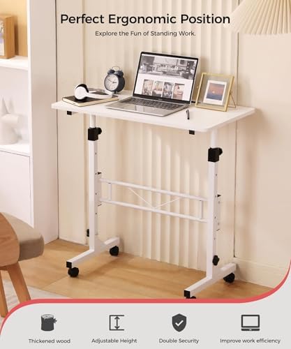 KLSMYHOKI Standing Desk Adjustable Height, Mobile Stand Up Desk with Wheels