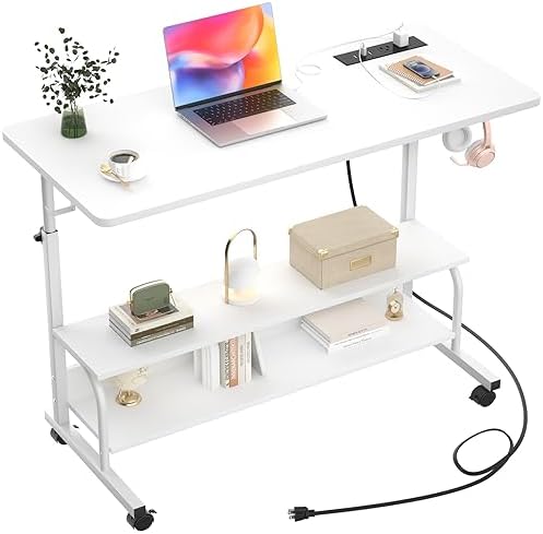 Armocity 39" Rolling Standing Desk with Charging Station for Couch Bed