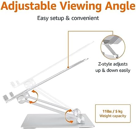 Amazon Basics Sturdy and Portable Ergonomic Laptop Stand for Desk, Height Adjustable Riser with Ventilated Cooling, Foldable, Fits all Laptops up to 15.6 Inch, Silver