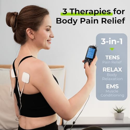 AUVON 3-in-1 TENS Unit Muscle Stimulator, 40 Levels for Gradual Pain Relief