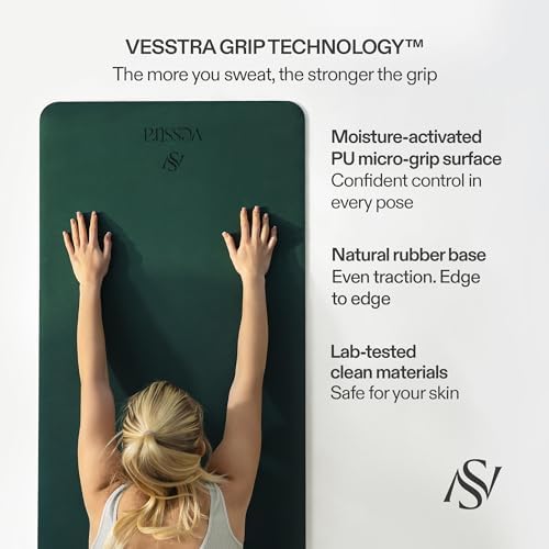Premium Yoga Mat – Sweat-Activated Non-Slip PU Grip I Natural Rubber Base I 4mm for Yoga, Pilates & Workouts