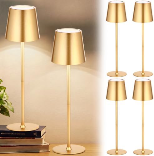 Retisee 6 Pack Cordless Table Lamp Portable Rechargeable Lamp, Gold