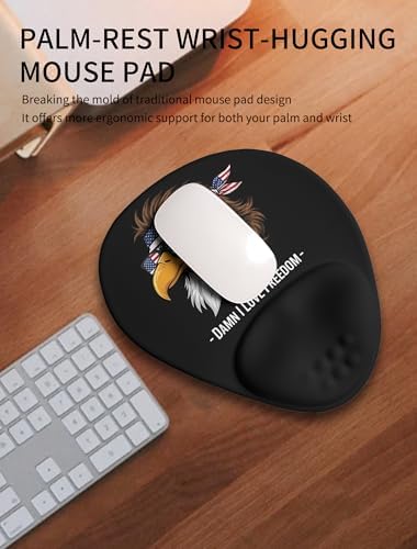 Palm-Rest and Wrist-Hugging Mouse Pad Wrist Rest, Ergonomic Wrist Support with Curve Fitting Cushioned Memory Foam for Carpal Tunnel Pain Relief, 9.9 x 8.3 Inch, DILF