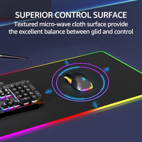 KTRIO RGB Large Gaming Mouse Pad, 31.5 x 11.8 in, RGB Black, XL