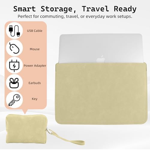 13.3-14 Inch Laptop Sleeve Case with Stand Feature,Matte PU Leather