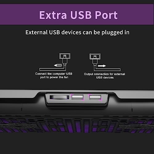 AICHESON Laptop Cooling Pad for 15.6 to 17.3 Inches PC Notebooks, 5 Fans Computer Cooler Stands with Purple Lights Desk Chiller Mat, S035