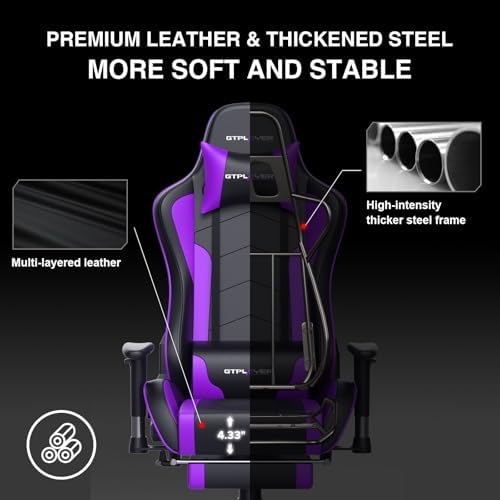 GTPLAYER Gaming Chair with Footrest Speakers Video Game Chair Bluetooth Music Heavy Duty Ergonomic Computer Office Desk Chair