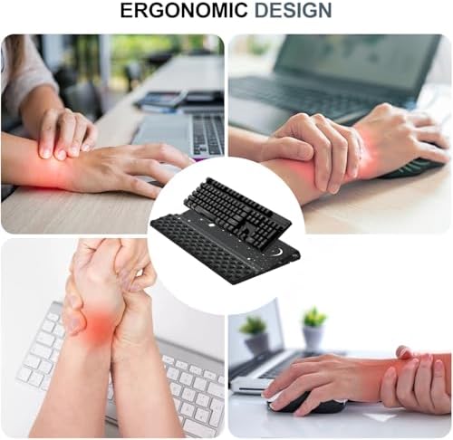 Wrist Rest with Keyboard Stand, Computer Wrist Support Pad,Ergonomic Tilted Keyboard Holder, Soft Memory Foam Desk Cushion, Palm Hand Typing for Office Home School (Starry Sky)