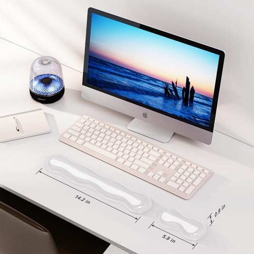 MOKURU Gel Keyboard and Mouse Wrist Rest Set, Comfort Ergonomic Wrist Support, for Wrist Pain Relief, Computer Keyboard Wrist Rest (Transparent)