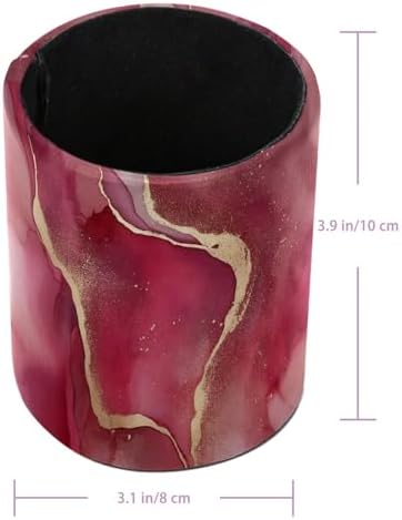 Pink Marble Pen Holder Pencil Organizer Cute Pencil Cup Desk Decor Makeup Brush Holder PU Multifunctional Office Supplies for Home Classroom School