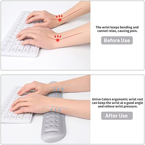 Univo Colors Gray Superfine Memory Foam Keyboard Wrist Rest Soft Gel Ergonomic Wrist Support Pad for Computer, Laptop, Office, Gaming, Typing