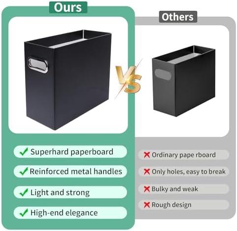 Collapsible File Organizer Box with Handle,12.20x5.11x9.84Inches, Filing Organizer for Home or Office, Small Portable File Box(2 Packs, Black)