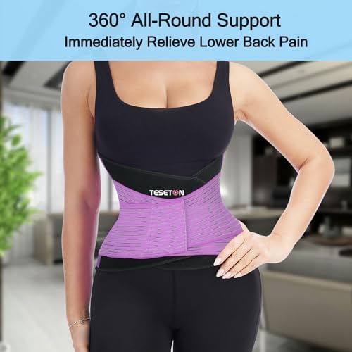 Back Brace for Lower Back Pain, Lumbar Support for Women&Men 02 Purple-M