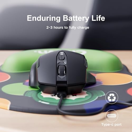 Uineer Wireless Mouse, 2.4GHz Rechargeable Computer Mouse, Battery Display