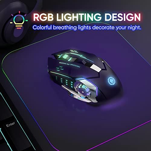 MELOGAGA Wireless Gaming Mouse Bluetooth/2.4G RGB Rechargeable -Black