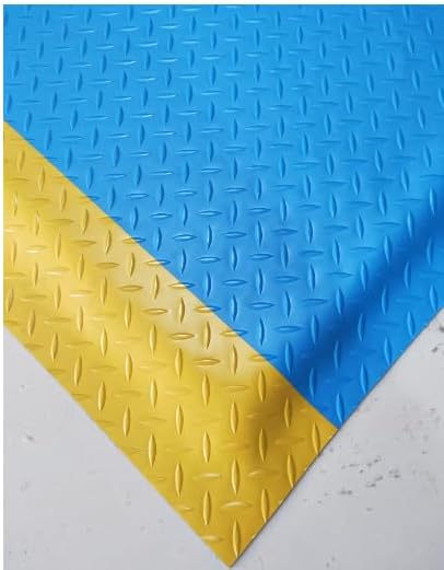 1 Pack Odorless Anti-Fatigue Mat Anti-Static Anti-Fatigue Inline Foot Mat (Blue background yellow edge,0.6Mx0.45Mx20mm)