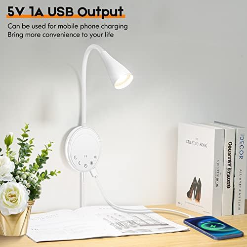SANKEDOU LED Wall Mount Reading Light, Bedside Reading Lights, 5 Dimmable