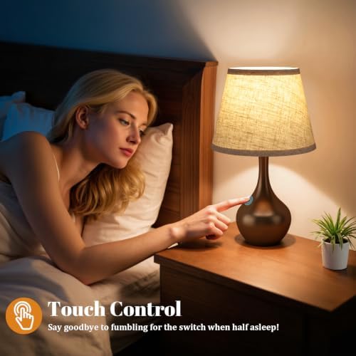 16.1" Touch Table Lamp for Nightstand, 3 Way Dimmable Small Bedroom Lamp