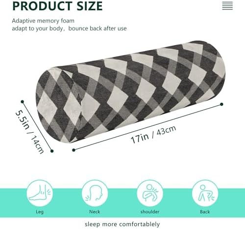 Bolster Pillow Spa Yoga Neck Roll Pillow Round Pillow Insert Cylinder Pillows Decorative Lumbar Support Pillow for Couch Argyle Plaid Dimgray