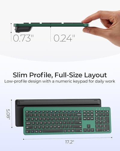 seenda Rechargeable Wireless Keyboard and Mouse Combo, Dark Green