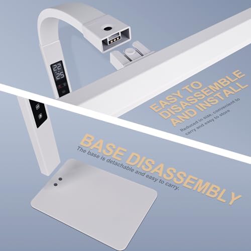 LED desk lamp for home office, architect computer work light,Touch color temperature stepless dimming and adjustable flexible gooseneck tube. desk lamp with clock , suitable for reading and studying.
