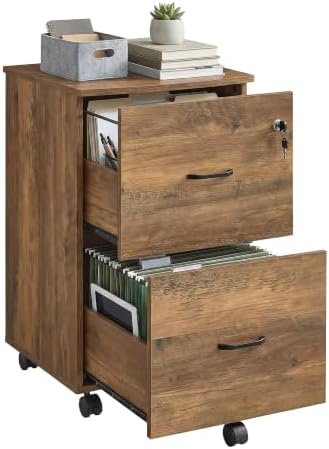 VASAGLE 2-Drawer File Cabinet, Small Rolling, Locking, Printer Stand