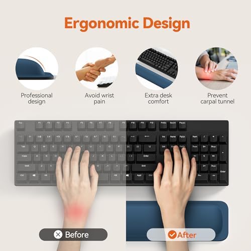 TECKNET Wrist Rest for Computer Keyboard Ergonomic, 1 in Thick, 17x3.3 in