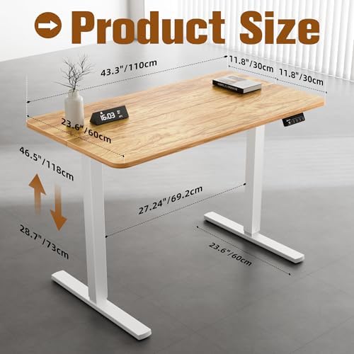 ERGOMAKER 43"x24" Standing Desk, Height Adjustable Sit-Stand Home Office