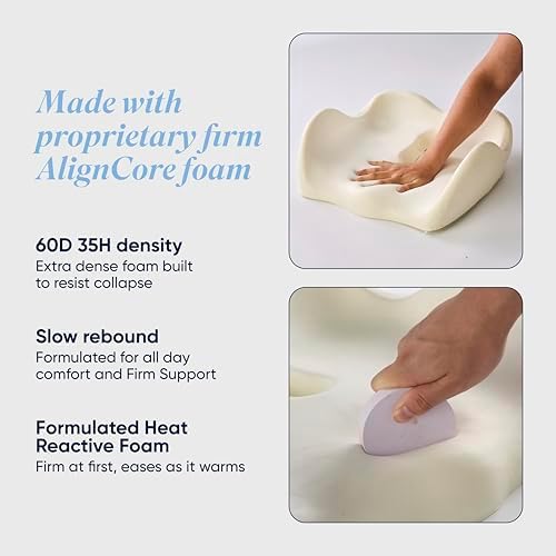 OneCushion Advanced Ergonomic Seat Cushion for Office Chair with Firm AlignCore Foam for All-Day Comfort, Posture Support & Pressure Relief for Work or Home Use - Sky Blue