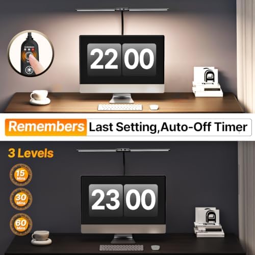 Syrinx LED Desk Lamp for Home Office, 18W 2000LM Dimmable Light, Black