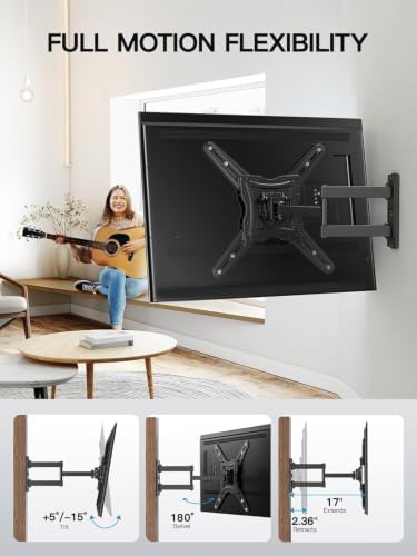 Pipishell Full Motion TV Wall Mount for 26–65 inch TVs up to 80 lbs