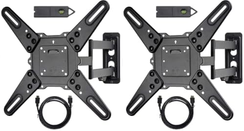 VideoSecu ML531BE2 TV Wall Mount kit with Free Magnetic Stud Finder and HDMI Cable for Most 26-55 TV and New LED UHD TV up to 60 inch 400x400 Full Motion with 20 inch Articulating Arm WT8 (Pack of 2)