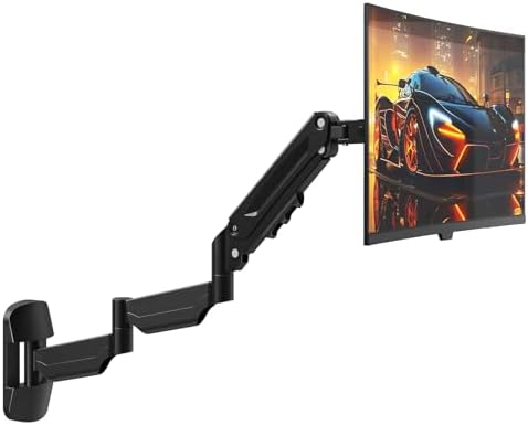 Monitor Wall Mount for 17''-32''-inch Screens - 30.28'' Extra Long Single Wall Mount Monitor Arm, Full Motion VESA Wall Bracket,75/100mm, Hold up to 19.8lbs, Black