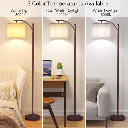 SUNMORY Arc Floor Lamp, Modern Floor Lamp with 9W 3 Color Temperatures Bulb