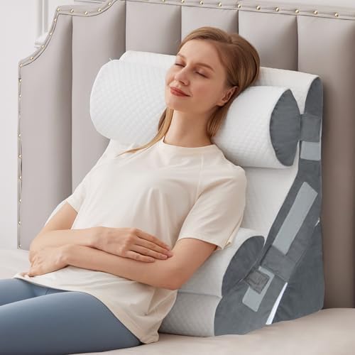 MEGCXIT Wedge Pillow Set for After Surgery, Bed Wedge, 4PCS, White/Grey