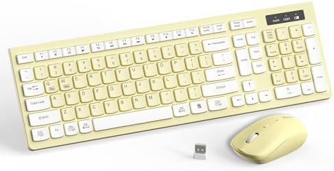 Wireless Keyboard and Mouse Combo Silent for Office and Home(Canary Yellow)