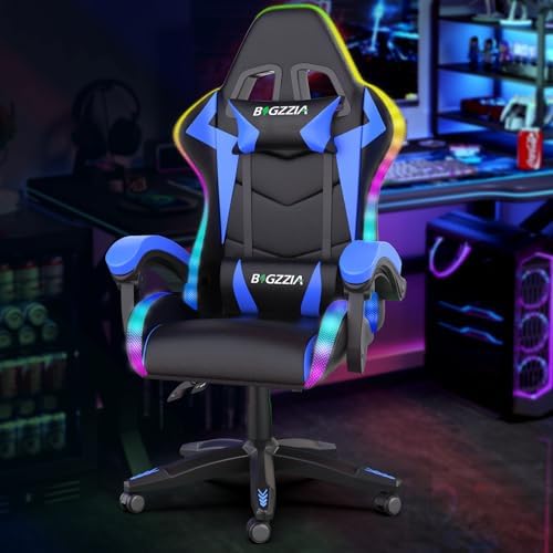 Racingreat RGB Gaming Chair for Adults & Kids, Lumbar Support, Blue.