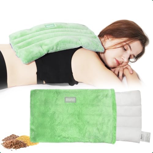 Romfox Microwavable Heating Pad for Pain Relief, Moist Heat for Cramps, Muscles, Joints, Back, Neck and Shoulders, Heat Compress Pillow, for Both Hot and Cold Therapy (Green Disassemble)